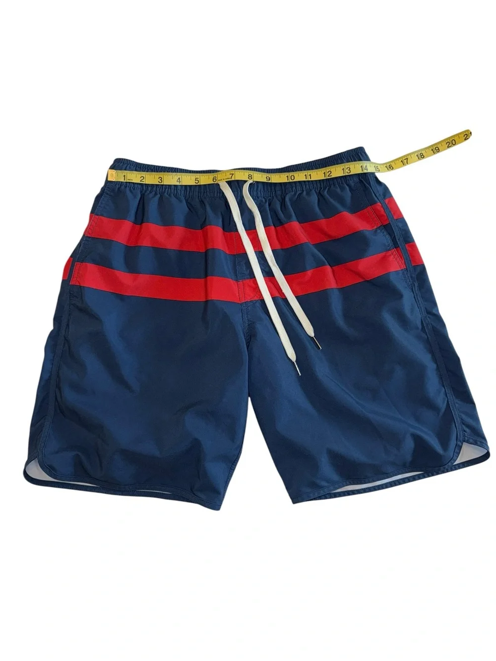 Fair Harbor Men’s Anchor Lined Trunks Navy Red Stripes Large Orig $88